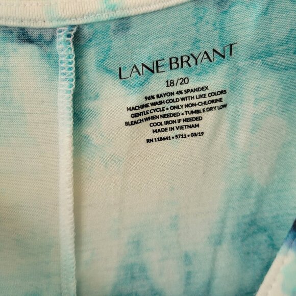 Lane Bryant Womens Top 18 20 Plus Tee Cold Shoulder Blue Tie Dye TIE25E - Picture 7 of 8